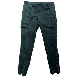 White House Black Market Women's Skinny Leg Cargo Pants Sz 8R Dark Green Pockets